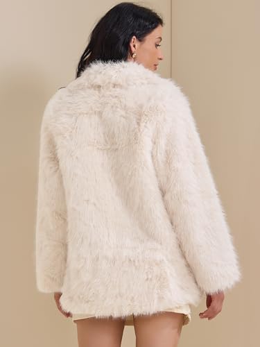 Allegra K Women's Faux Fur Coat Fuzzy Shaggy Jacket Long Sleeve Lapel Warm Winter Coat4