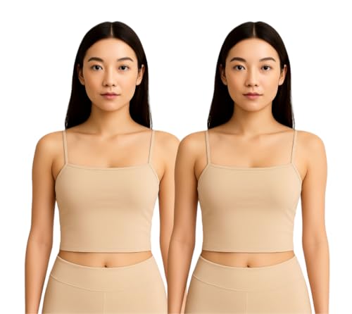 Image of Women's Seamless Long Crop Top Combo | Lightly Padded Smooth Stretchable Camisole Bra for Daily Comfort & Support | Pack of 2