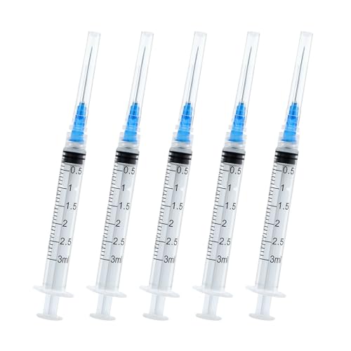 Disposable Lab Syringes, Individually Packed for Scientific Research, Industrial Dispensing or Liquid Measuring (3CC 23G 1