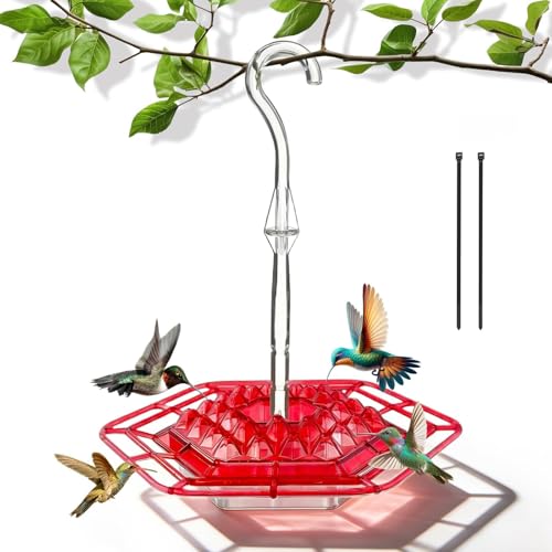 Hummingbird Feeders for Outdoors Hummingbird Feeders with 30 Feeding Ports Saucer Humming Bird Feeder Bee-Proof Leak-Proof No Drip Easy to Clean and Refill (Red 1 Pcs)