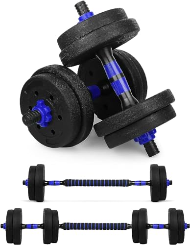 wuuhoo® Kurzhantelset Arni, 2er Set Hantel 27mm, Kurzhantel & Langhantel mit Gewichten 10kg bis 40kg, extra Lange Verbindungsstange - Fitnessgerät aus Kunststoff für Zuhause 15kg - blau wuuhoo® Kurzhantelset Arni, 2er Set Hantel 27mm, Kurzhantel & Langhantel mit Gewichten 10kg bis 40kg, extra Lange Verbindungsstange - Fitnessgerät aus Kunststoff für Zuhause 15kg - blau