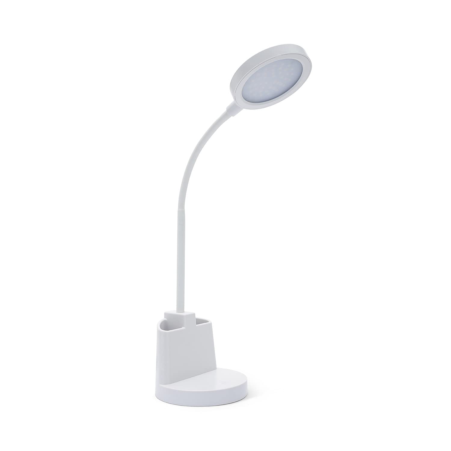 Velamp Lampe de bureau LED 7 W avec interrupteur tactile et porte-stylos. Blanc