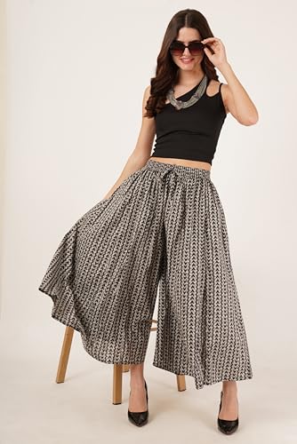 Image of COTLAND Fashions Jaipuri Cotton Printed Flared Palazzo Pants for Women