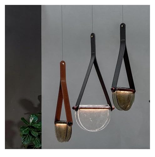 Lampe suspendue en verre fait main cuir post-moderne pour salle restaurant