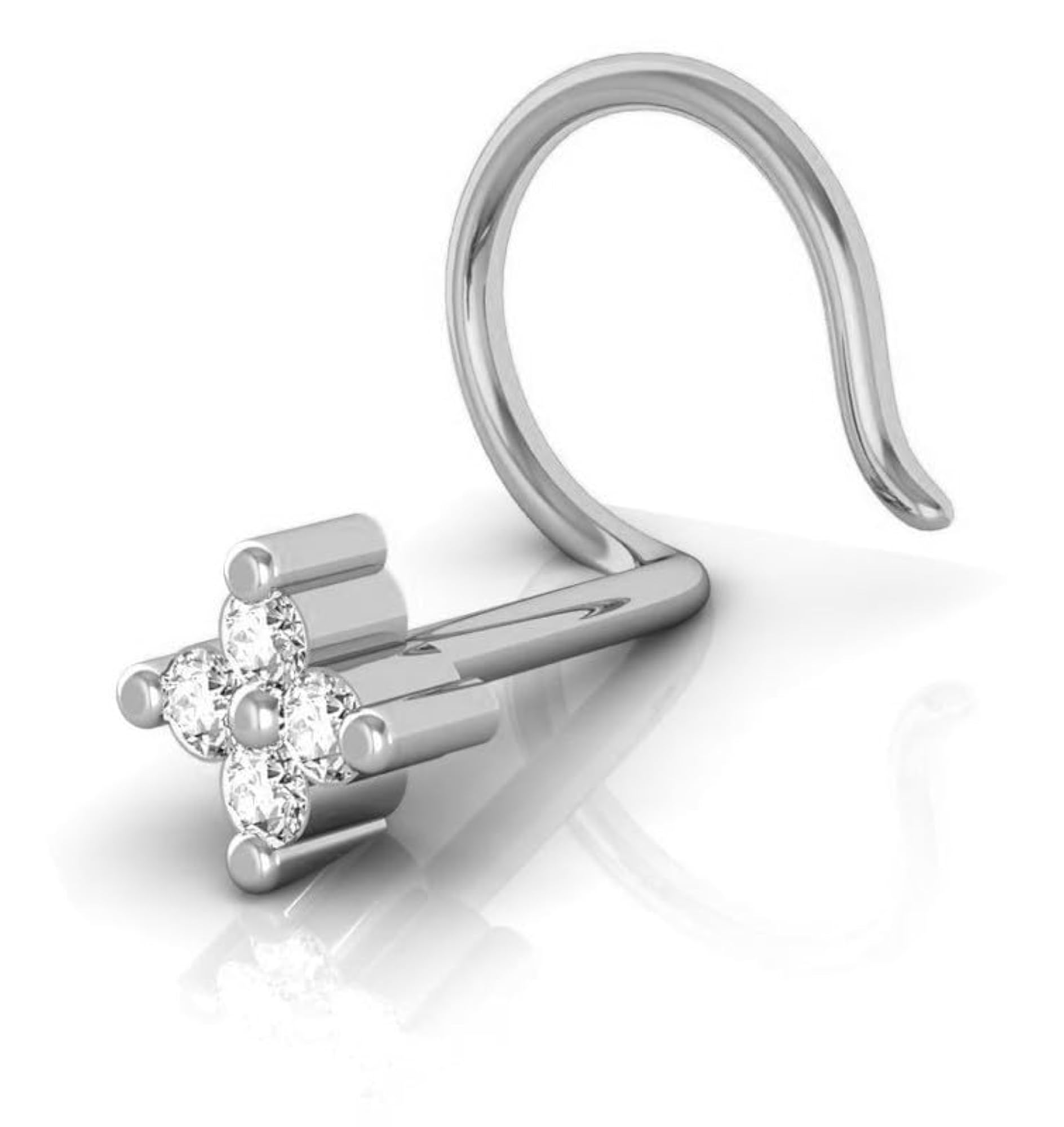 9K BIS Hallmarked White Gold Stud Nosering