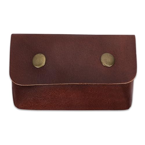 Leather Double Coin Pouch Premium Cash & Card Holder Compact Cable Organizer Travel Makeup Bag, Handmade Artisan Craft Vintage Leather Accessories Multipurpose Wallet & Organizer (Wine)2