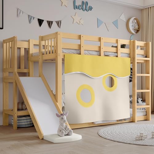NuvlaGu Etagenbett 90x200 cm für Kinder – Holzbett mit Treppe,...