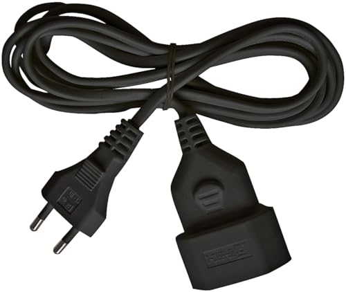 Brennenstuhl Kunststoff-Verlängerungskabel (Verlängerungskabel für den Innenbereich 3m Kabel mit Euro-Stecker und Kupplung) schwarz