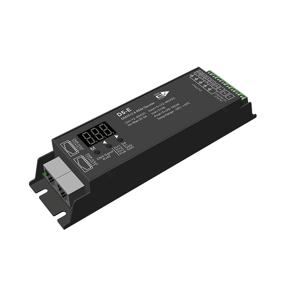 UDSKNV[KSL D5-E 5-Channel X 4A DC12-48V Constant Voltage DMX512& RDM Decoder 5-Channel Decoder