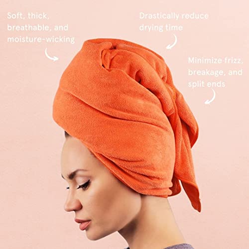 Sleeke Microfiber Hair Drying Towel - Coral, Quick Drying Hair Towel, Reduces Frizz, Super Absorbent #TOP1