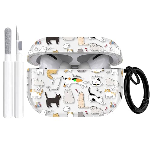 Image of Gedicht for Airpods Pro 2nd Generation Case, Cute Kitty Cat Pattern TPU Soft Cases for Airpods Pro Cases 2nd /1st Gen, Shockproof for Airpods Pro 2 Case Men Women with Cleaner Kit & Keychain