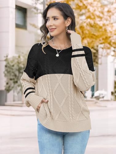 Disamer Womens Sweaters Oversized Cable Knit Sweater Fall Clothes 2025 Fashion Outfits Long Sleeve Crewneck Chunky Pullover2