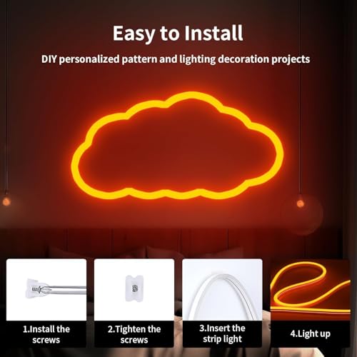 Image of Neon Strip Light, 13.1 feet, Flexible Silicone LED, IP65 Waterproof, with 12V Adaptor, for Bedroom, Gaming Room & Home Decor | 4 Meter | Orange