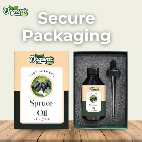 Image of Organic Zing Spruce (Picea) Oil | Pure & Natural Essential Oil for Aroma, Diffusers, Hair care & Massage - 118ml /3.99fl oz