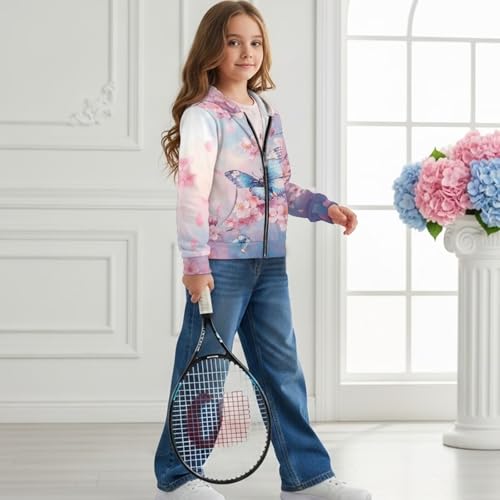 AFPANQZ Girls Hoodie Kids Hooded Jacket Lightweight Long Sleeve Zip Up Sweatshirt Fall Clothes with Pockets4