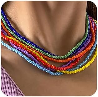 Gargantilla de cuentas de arroz para mujeres y niñas, Aleación de latón, No es una piedra preciosa