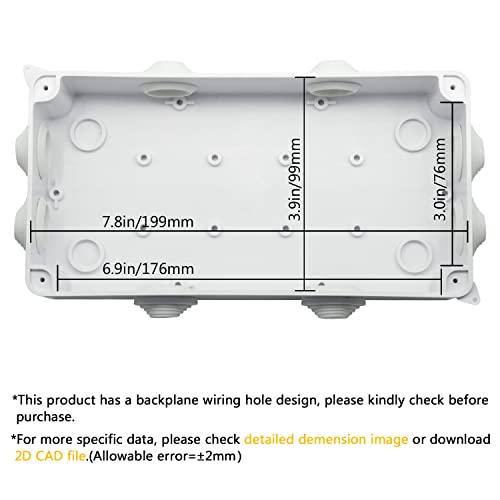 Lemotech Abs Plastic Dustproof Waterproof Ip65 Junction Box Universal Electrical Project Enclosure White 7.9 X 3.9 X 2.8 Inch (200 X 100 X 70 Mm) #TOP2