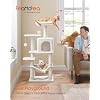 Feandrea Cat Tree, 44.1-Inch Cat Tower, Plush Multi-Level Condo with 4 Scratching Posts, 2 Perches, Hammock, Cave, Cream White UPCT261T01