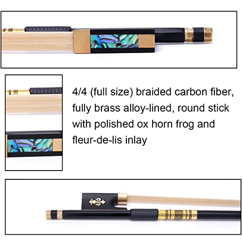 Amzz 4/4 Professional Carbon Fiber Violin Bow - Performance Grade Violin Accessory For Violinists And Fiddlers Of All Skill Levels (Carbon Fiber Bow 4/4 Size) #TOP5