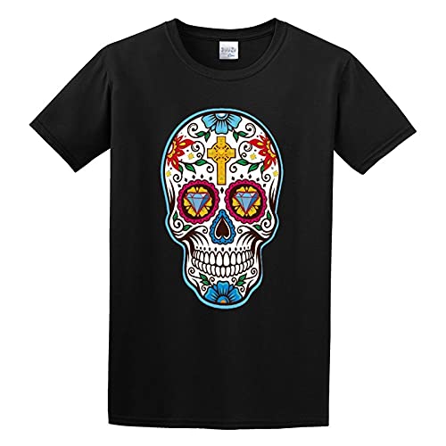 Photo de JemTo Big Sugar Skull Mexican Day of The Dead Dia De Los T-Shirt Black XL