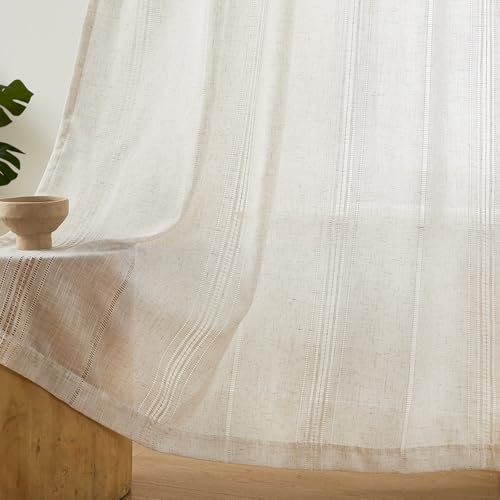 MYSKY HOME Natural Linen Boho Curtains for Living Room 84