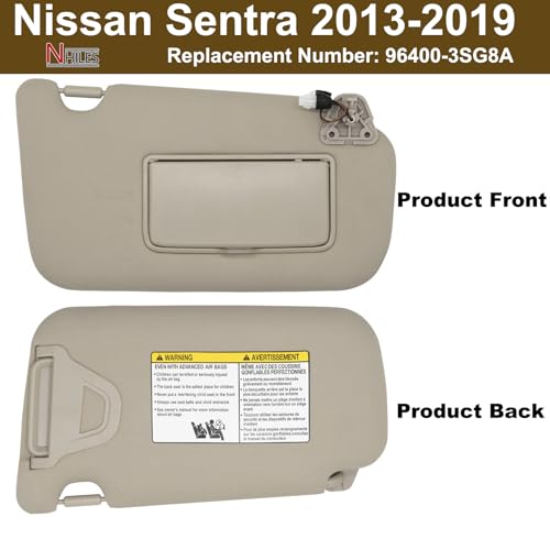 NHILES Passenger Right Side Sun Visor Replacement Fits for Nissan Sentra 2013-2019 Sunshade with Light 96400-3SG8A Color: Beige by NHILES - Image 6