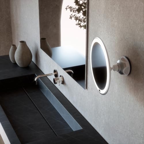 Miniatura 8 de Feel Your Bath Espejo Con Aumento X30 Ø20 Cm, Redondo, Luz Led 3 Colores, Recargable Usb, Rotación 360 , Ventosa Para Pared O Sobremesa, Iluminación Ajustable Y Alta Precisión Para Maquillaje