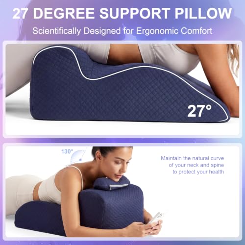 UKMOT Wedge Pillow Memory Foam, Ergonomic Reading Pillow for Bed Sleeping, 27 Degree Support Pillow with Washable Pillowcase — view 6