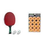 JOOLA Tischtennis-Set ROSSKOPF Smash Tischtennisschläger Inklusive 2 Tischtennisbälle Mit ITTF Zulassung, 1,8 MM Schwamm & Tischtennis-Bälle Training 40mm, Orange 12er Blister Pack
