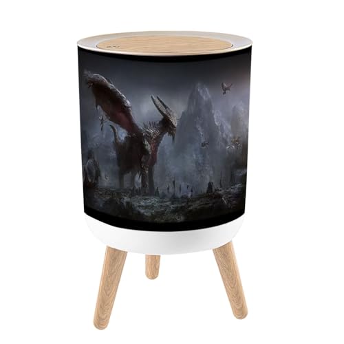 Papelera con tapa y patas diseño dragón 7L