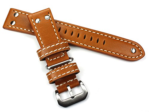 Bracelet de montre XL veau robuste marron clair 22mm style militaire Sulla