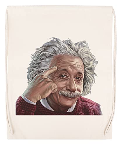 Enigmae Alberto Einstein Pensar Bolsa de Algodón Deportiva con Ccordón Para Gimnasio Sport Cotton Beige Bag