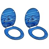 tapa inodoro azul Las bisagras están hechas de aleación de cromo y zinc extra resistente.Este asiento de WC sirve para todas las tazas de váter corrientes ya que la anchura de las bisagras se puede regular de 12 a 20 cm.