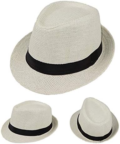 Lyguy Baby Hat, Children Kids Summer Beach Straw Hat Jazz Panama Trilby Fedora Hat Gangster Cap Outdoor Breathable Hats Girls Boys Sunhat A