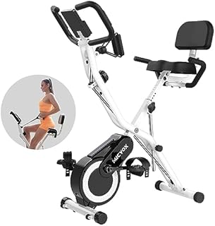 Exercise Bike, Micyox MX711 Foldable Magnetic Indoor Cycling Bikes With Oversized Saddle, 16 Resistance Levels, Display Monitor, Heart Rate Sensor, Space-saving Exercise Equipment