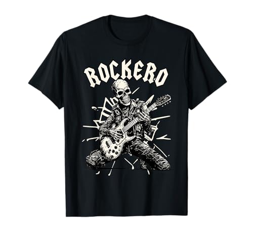 Rockero Hombre, Rockero Niño, Rock & Roll Esqueleto Rockero Camiseta
