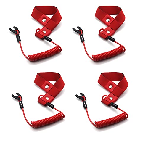 RKURCK 4 Pack Stop Kill Switch Safety Lanyard Band Engine Motor Tether for All Kawasaki Jet Ski JS JT JH JB JF 300 440 550 650 750 800 900 1100 1200 1500 92072-3809