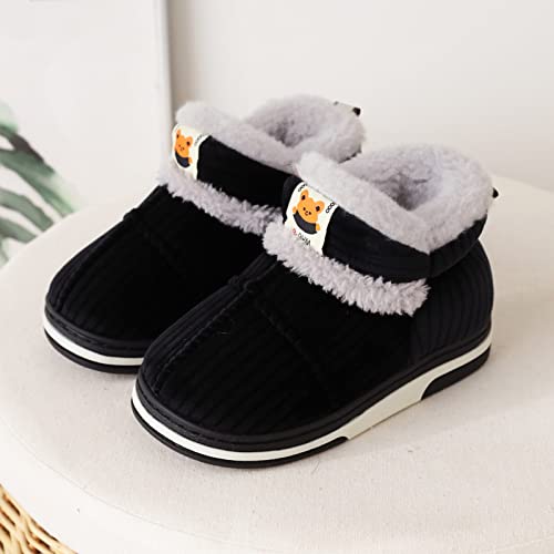 Childrens Shoes Winter Thick Furry Shoes Flat Heel Casual Home Cotton Shoes Cartoon Animal Snow Boots Toddler Boot (Black, 9-9.5 Years)3