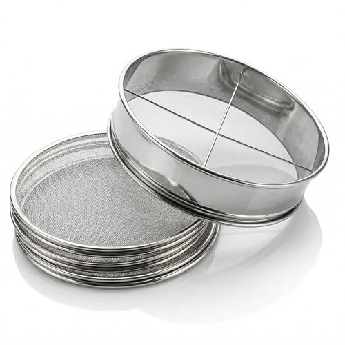 4pc Soil Sieve Set, 12' diameter - Stainless Steel Frame Three Interchangeable Sieves With Varying...