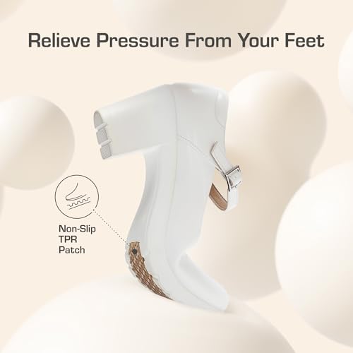 DREAM PAIRS Mary Jane Arch Support Heels,White,7.5 - image 5