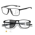 Progressive Multifocal Reading Glasses for Men and Women, Sporty Design, Flexible Anti-Blue Light Readers(Black/Grey,2.5 x)