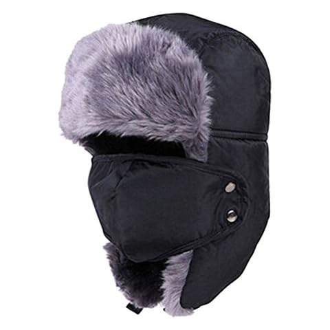 Gorro de esquí Ushanka Rosenice con orejeras, máscara y hebilla, negro M Cover