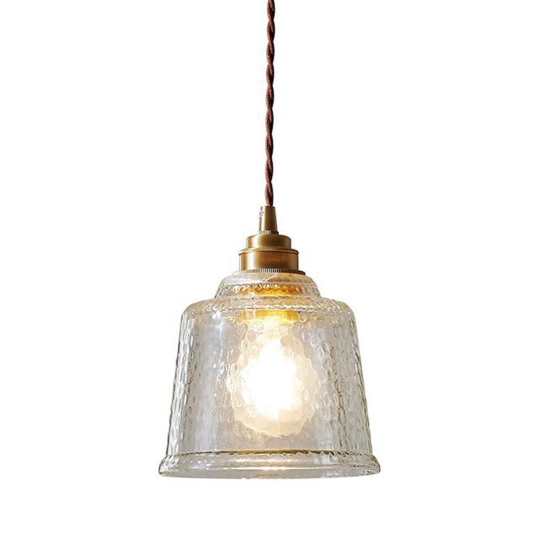 XHJL Vintage Pendant Light Clear Glass Bell Shade Adjustable Wire