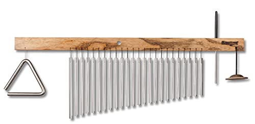 TreeWorks Chimes MultiTree Single Row Bar Chimes with Triangle and Finger Cymbal Percussion Instrument — Made in U.S.A. (TRE24)