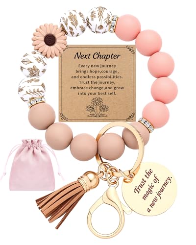 Lot de 3 bracelets porte-clés en perles de silicone rose