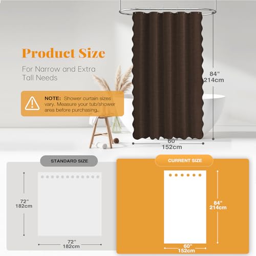 BTTN Boho Scalloped Linen Textured Cloth Shower Curtain Set, 60x84, Brown by BTTN - Used condition - Image 3