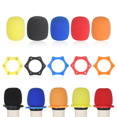 5 juegos Cubiertas de micrófono esponja filtro antipop para micrófono, a prueba de viento espuma Pop Filter para micrófono portátil, Filtro antipop microfono Micro Espuma antiviento