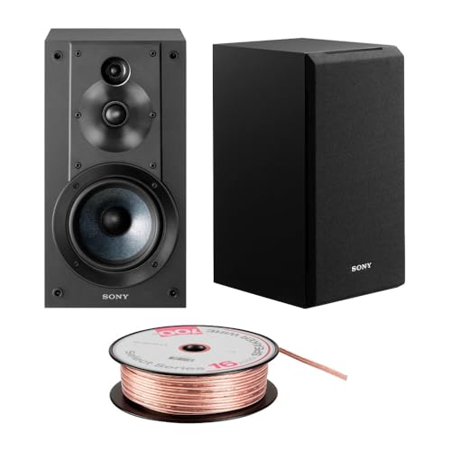 Sony SSCS5 3-Way 3-Driver Bookshelf Speaker System (Black) Bundle with 100 feet, 16AWG Speaker Wire (2 Items) - image 1