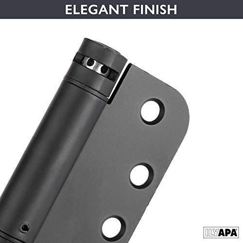 Ilyapa 2 Pack Flat Black Self Closing Door Hinges, 4 X 4 Inch Door Hinges, 4 Inch Flat Black Spring Hinges, Auto Closing Hinges For Doors, Closets, Bathrooms - 4 Inch With 5/8 Inch Radius Corners #TOP5