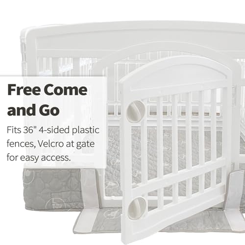 PJYuCien Dog Playpen Bottom Pad Fits for 36 Inch 4 Panels Exercise Pet Pen, Using as a Fence Stabilization and Puppy Pen Mat, Hoop and Loop Design, Grey (Playpen Not Included) - Image 5